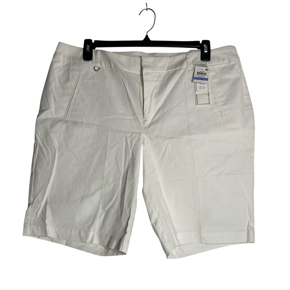 Charter Club Womens Plus Size 18 White Relaxed Fit Bermuda Shorts 40166M814‎ NWT